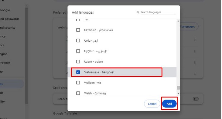 Thêm tiếng Việt