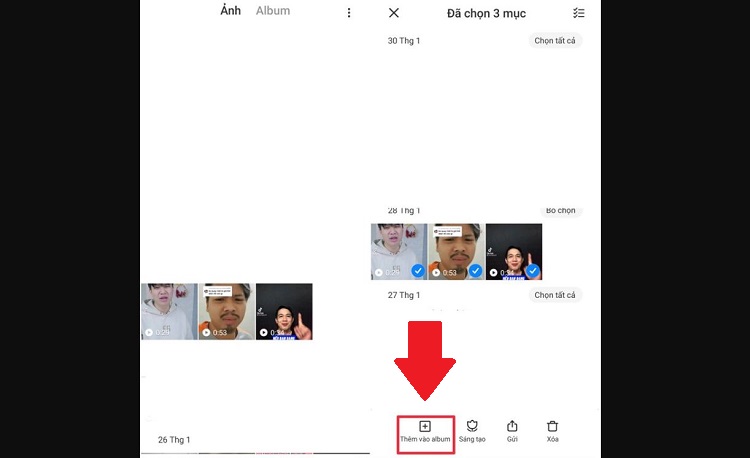 Thêm vào album cá nhân trên Xiaomi