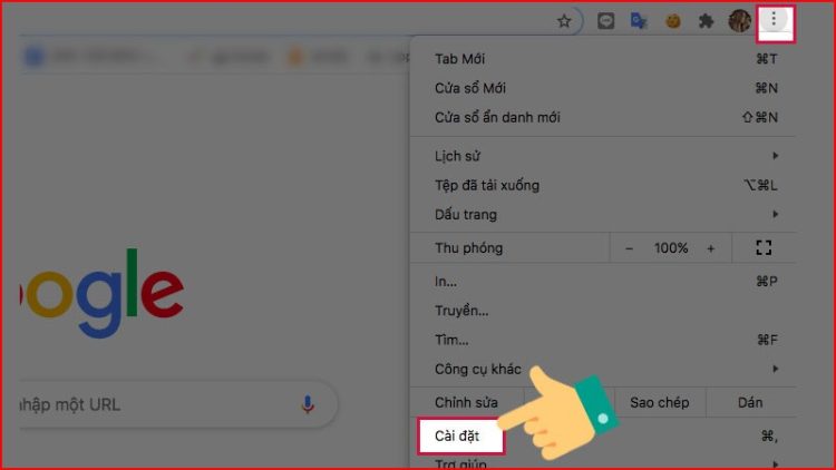 thiết lập lại Google Chrome