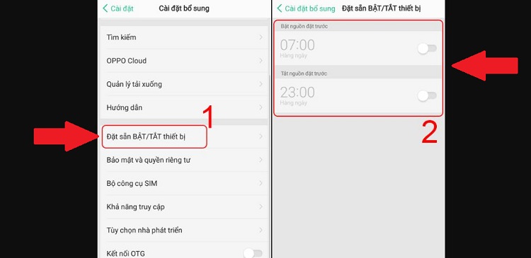 Thiết lập Tắt nguồn tự động trên Oppo