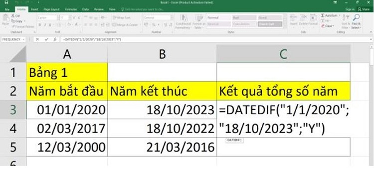 Tìm hiểu hàm Datedif trong Excel