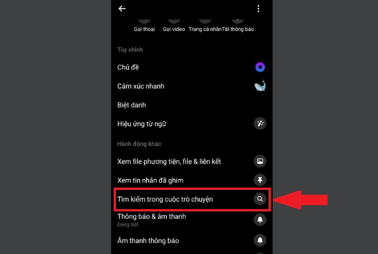 Tìm kiếm tin nhắn cũ Messenger
