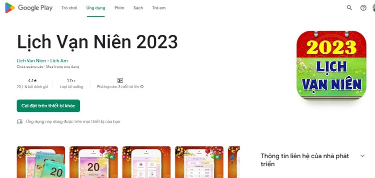 Ứng dụng Lịch Vạn Niên 2024