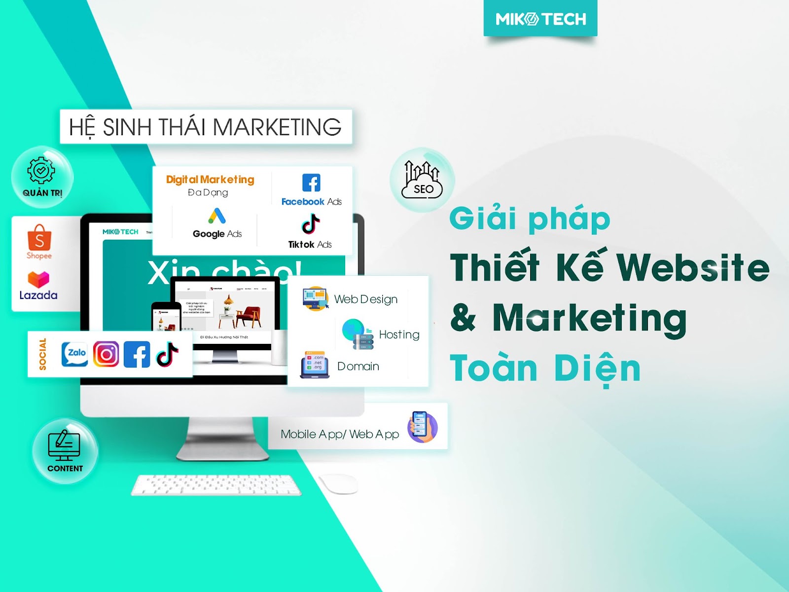 Miko Tech cung cấp dịch vụ thiết kế website & Marketing tổng thể