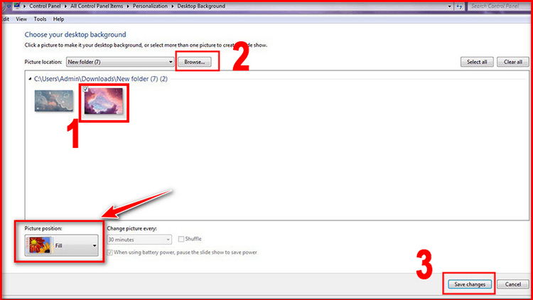 Cách cài đặt hình nền máy tính trên máy tính Windows 7