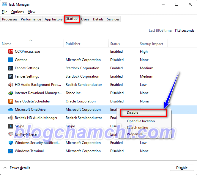 Vô hiệu hóa OneDrive trên Windows qua Task Manager