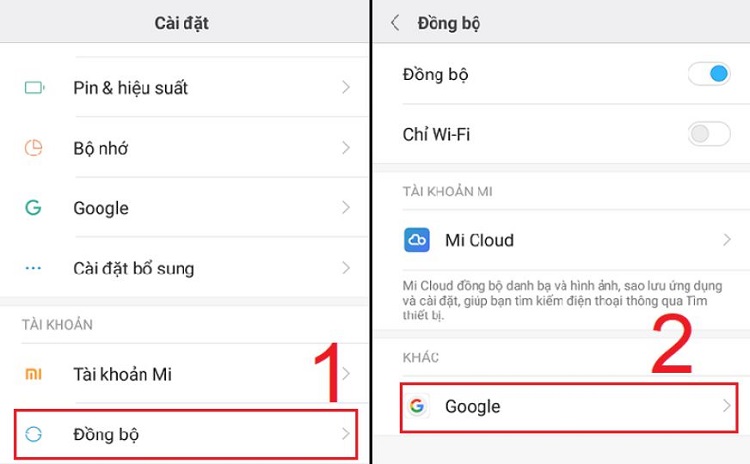 Xóa tài khoản Google trên Xiaomi bước 1