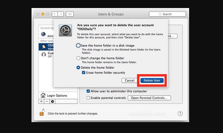 xóa người dùng trên MacBook bước 6