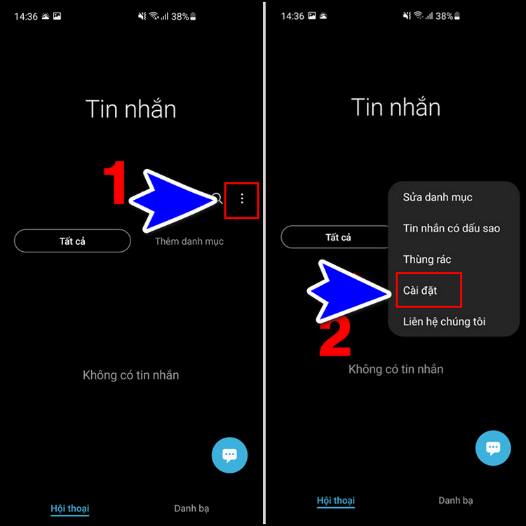 Xử lý không nhận được tin nhắn trên điện thoại Samsung do chặn tin nhắn