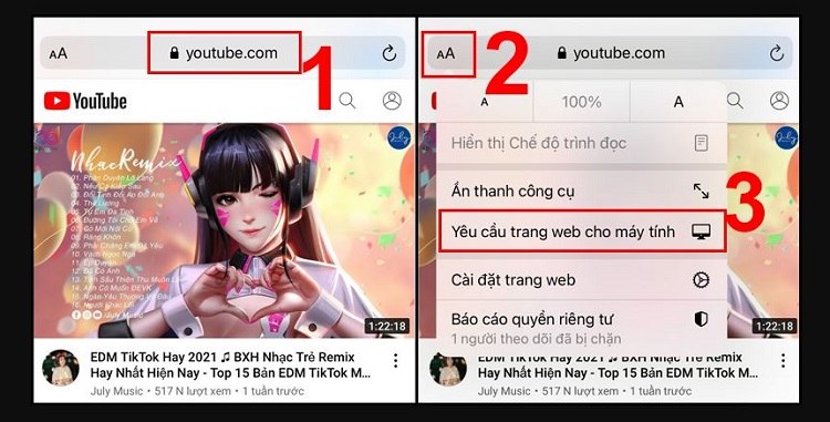 Yêu cầu trang Web cho máy tính