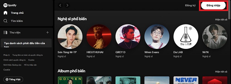 Đăng nhập Spotify