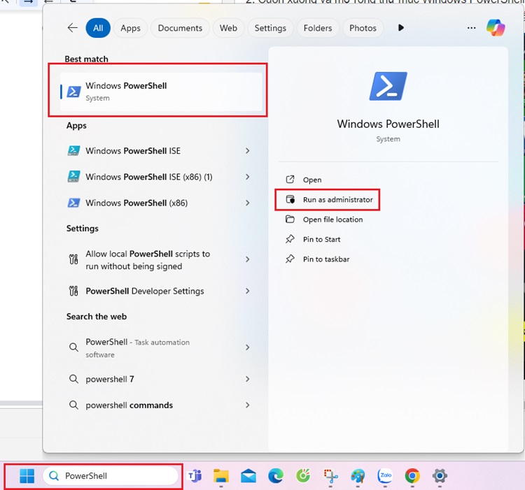 Mở PowerShell